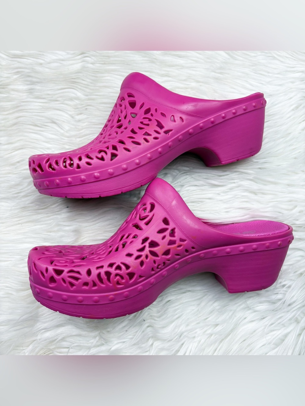Dansko Pippa Molded Clog Shoe Hot Pink Barbie Lasercut Orthopedic Arch Support - Picture 8 of 13